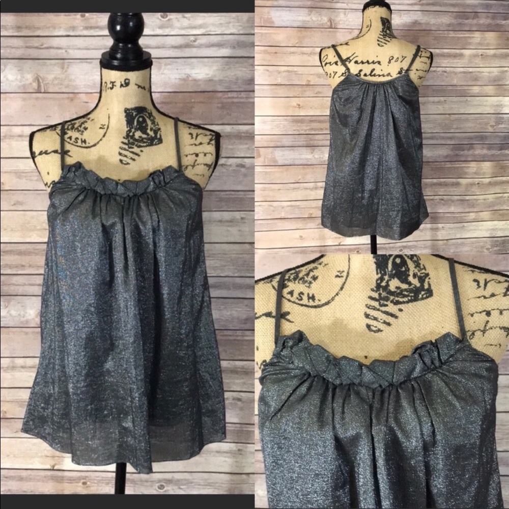 Rebecca Taylor Silk Sleeveless Top w/ Shimmer